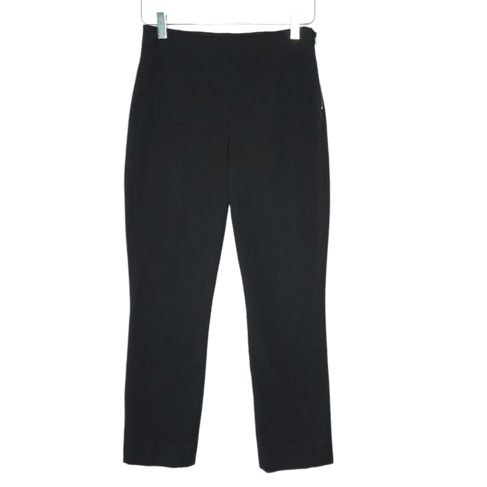 Everlane Kick Crop Pants 4 Black High Rise Side Zip Straight Leg